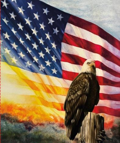 American Honor Bald Eagle Quilt Fabric Panel by Riley Blake Designs