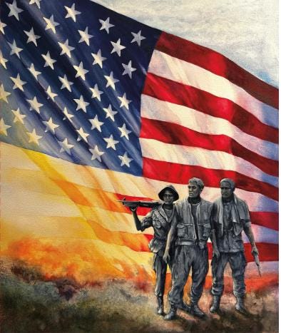 American Honor The Three Soldiers Quilt Fabric Panel by Riley Blake