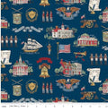 Independence Main Oxford Blue Colonial America Quilt Fabric By Riley Blake Designs
