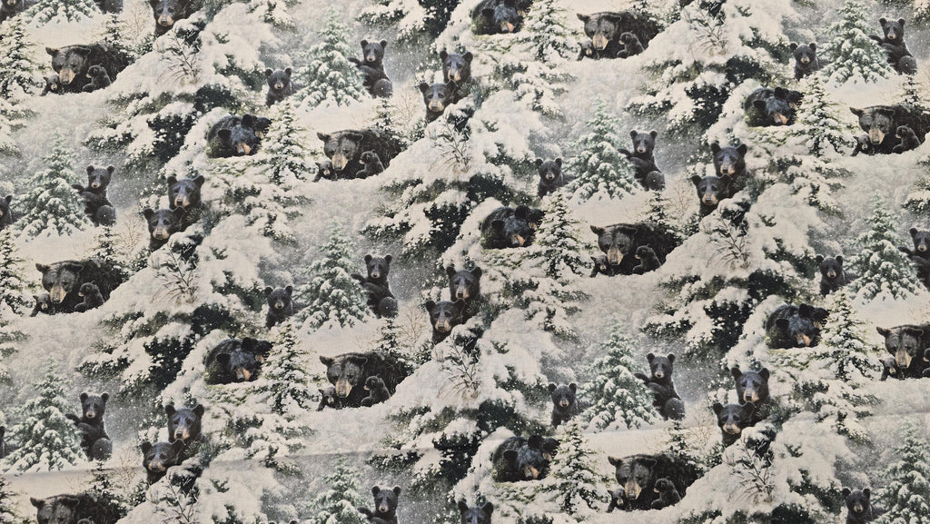 Under the Moonlight Mamma Bear and Cubs Quilt Fabric By 3 Wishes Fabric