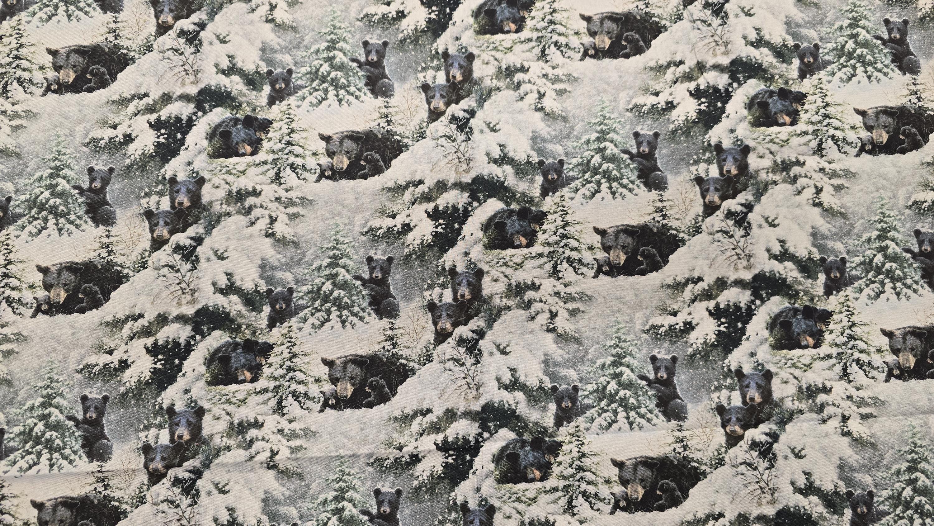 Under the Moonlight Mamma Bear and Cubs Quilt Fabric By 3 Wishes Fabric