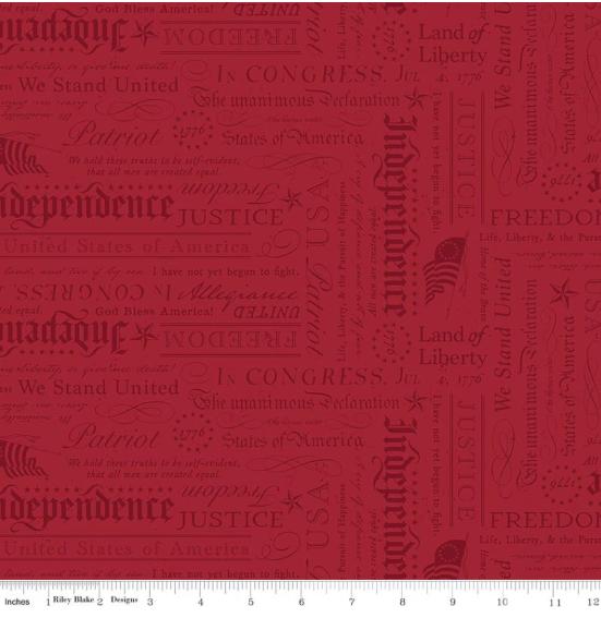 Independence Declaration Cherry Tart Quilt Fabric By Riley Blake Designs