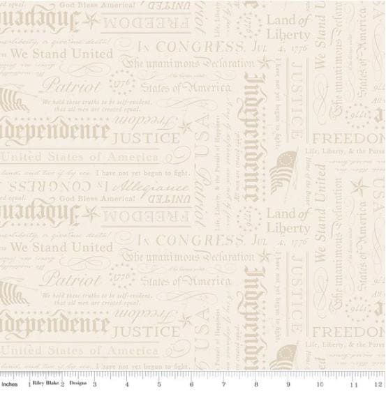 Independence Declaration Cream Quilt Fabric By Riley Blake Designs