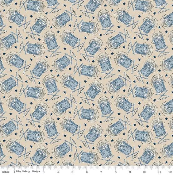 Independence Drums Beige Quilt Fabric By Riley Blake Designs