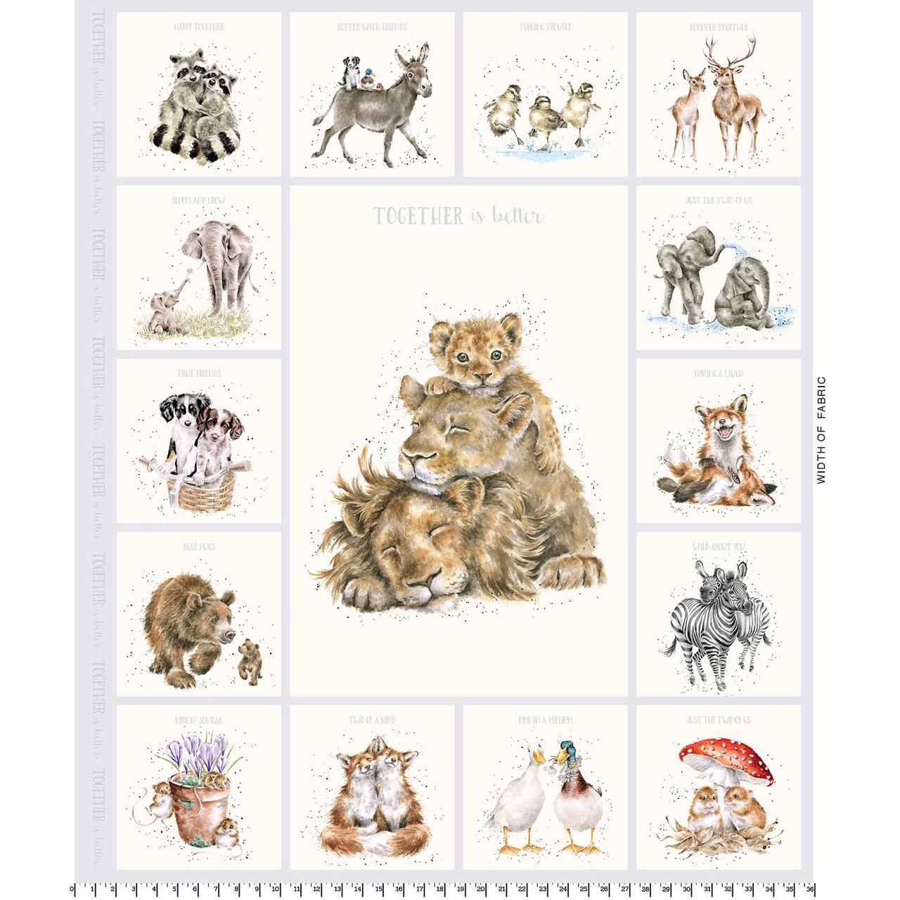 Together is Better #1 Soft Gray Quilt Fabric Panel by Maywood Studio