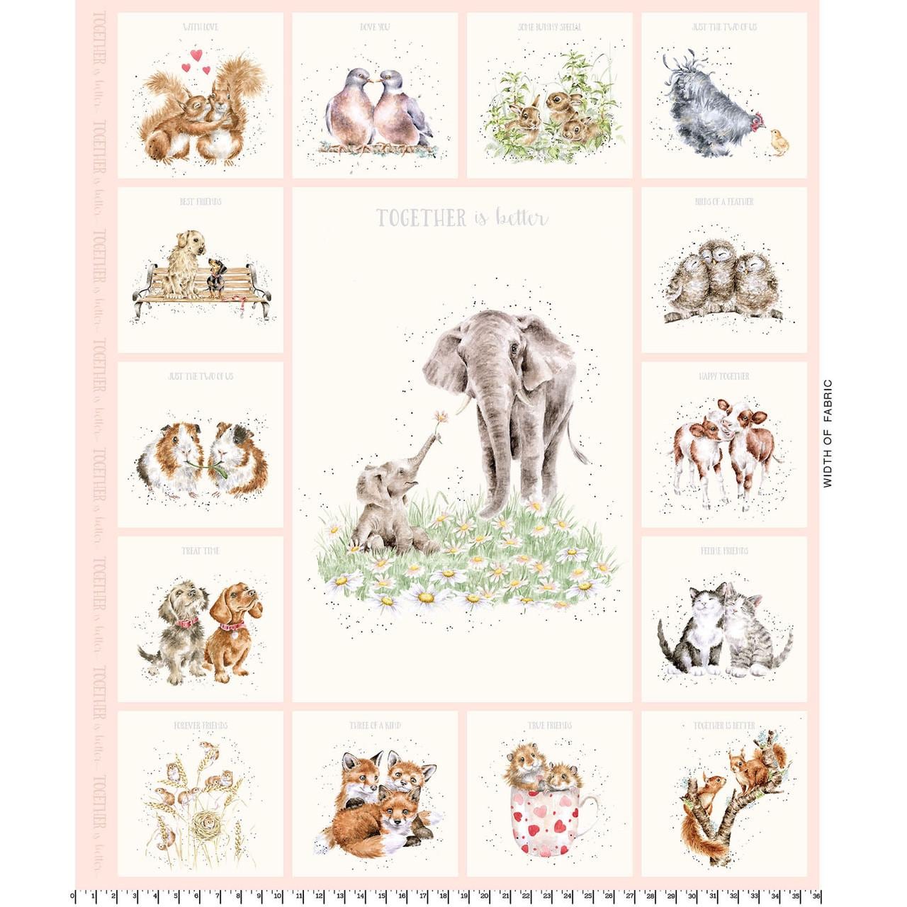 Together is Better #2 Soft Pink Quilt Fabric Panel by Maywood Studio