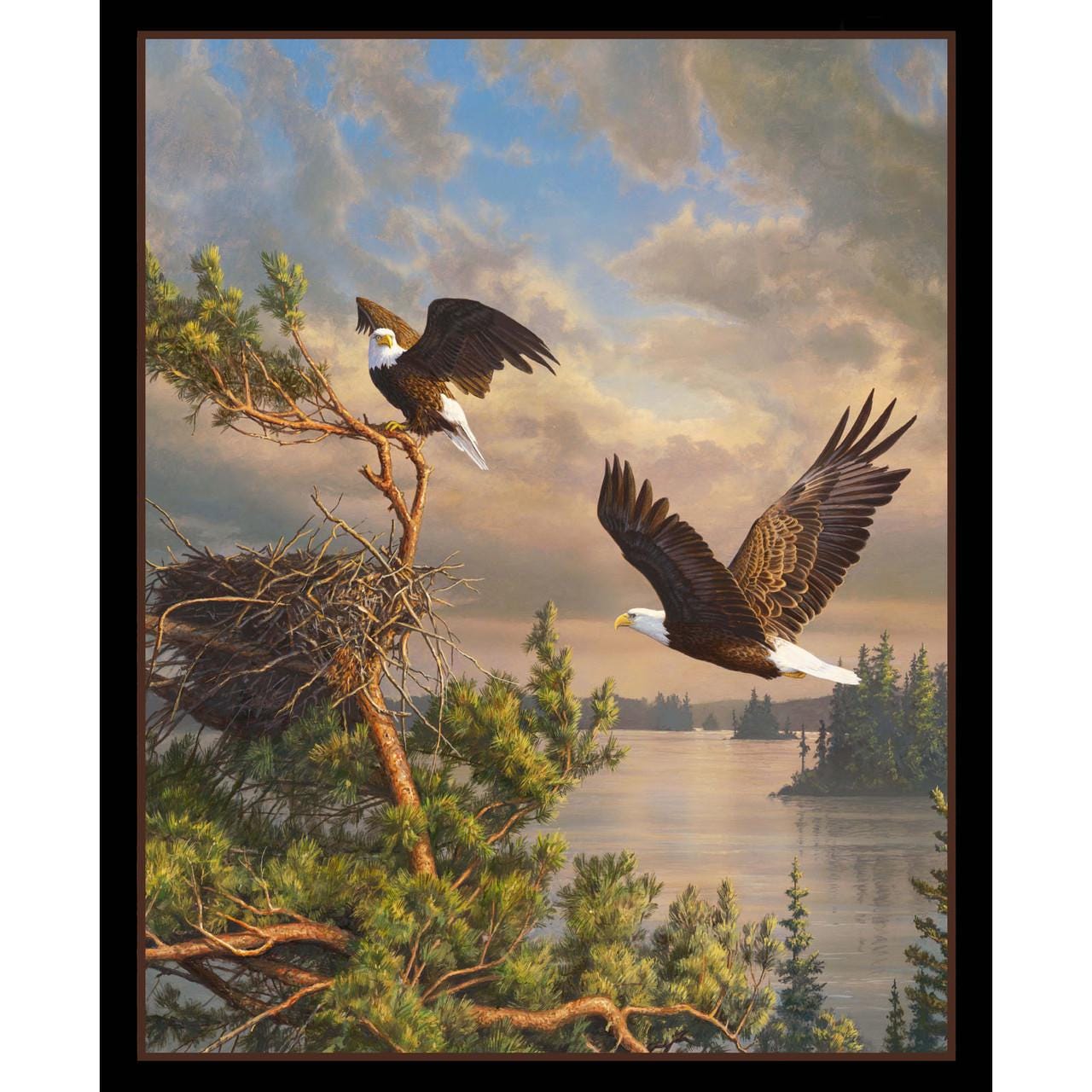 Coming Home Eagle Quilt Fabric Panel