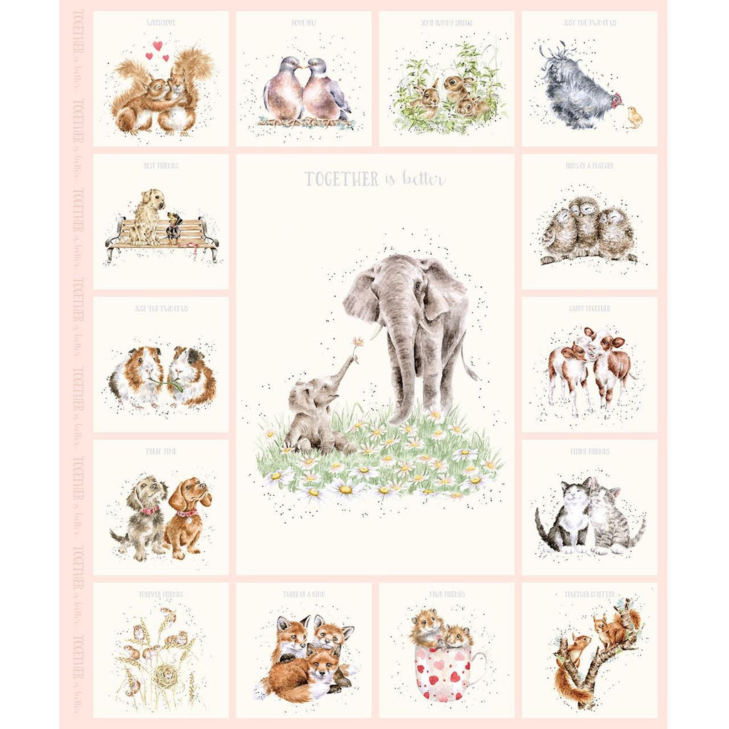 Together is Better #2 Soft Pink Quilt Fabric Panel by Maywood Studio