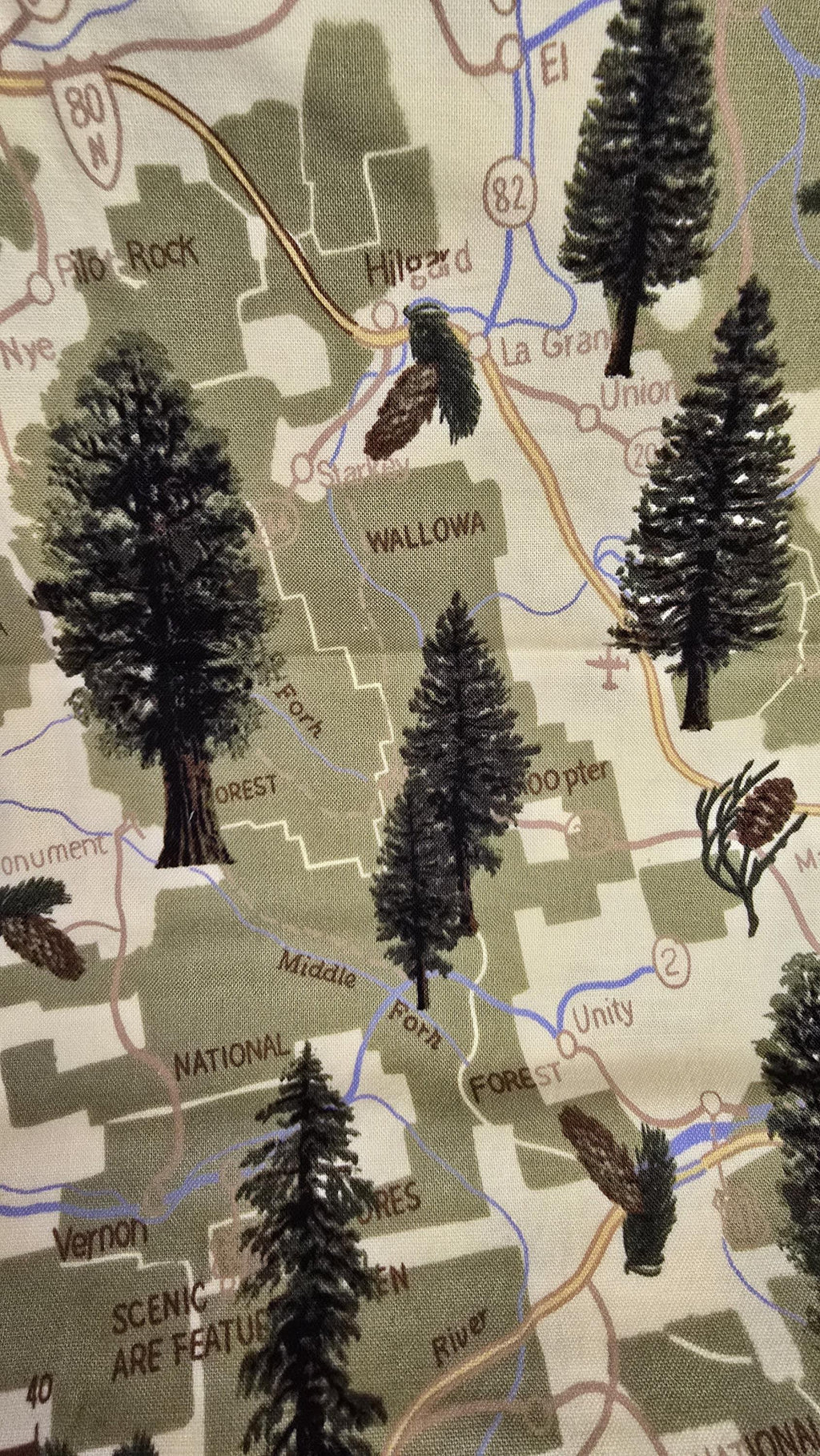 Oregon Map Quilt Fabric by Hi Fashion Fabrics HF-C 1276