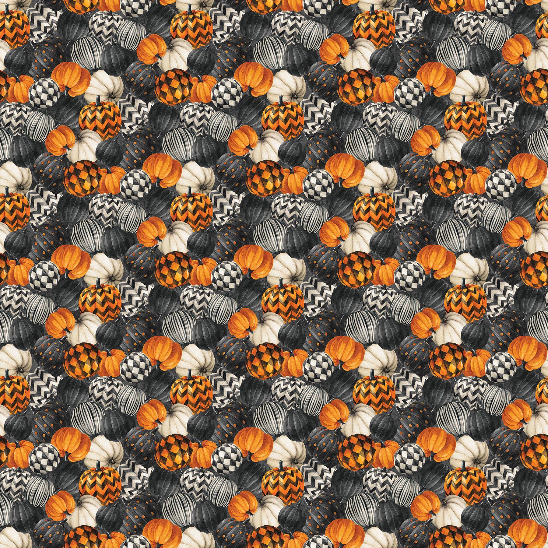 Night Owl Packed Multi Colored Pumpkins Quilt Fabric By Northcott Fabrics