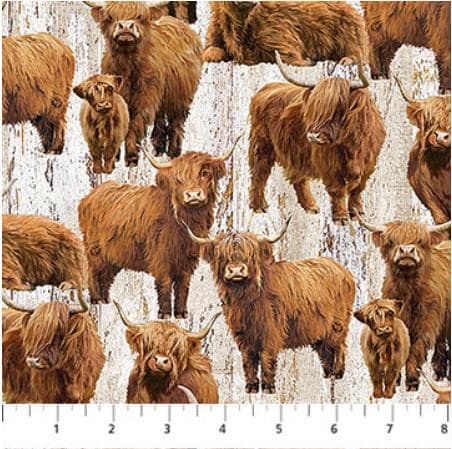 Highland Home Highland Cows Quilt Fabric by Northcott Fabrics