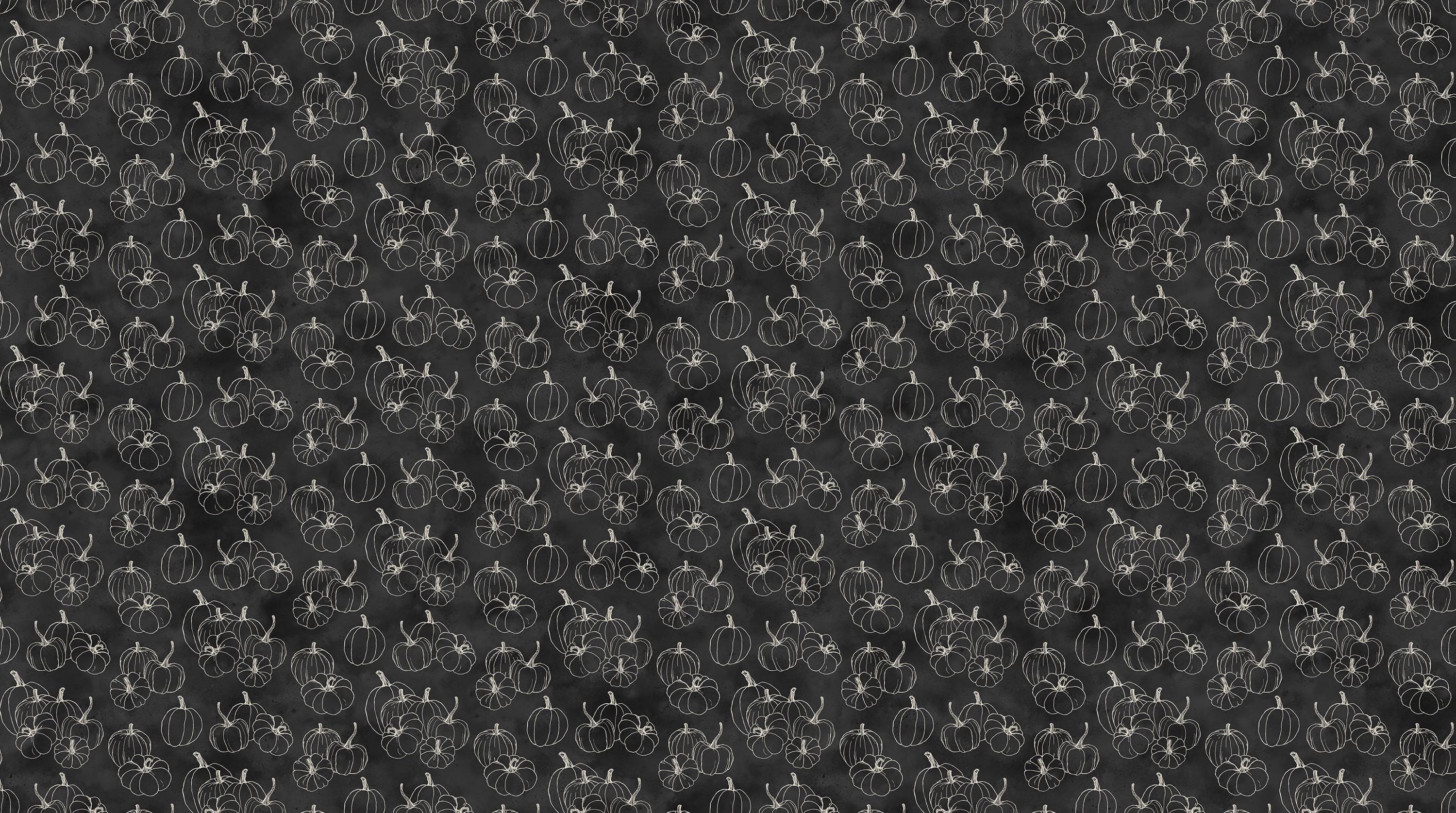 Night Owl Charcoal Background Pumpkin Outlines Quilt Fabric By Northcott Fabrics