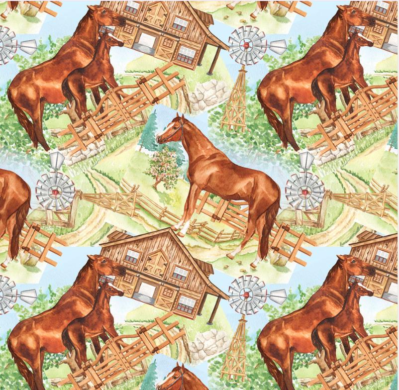 Farm Horse Quilt Fabric by David Textiles
