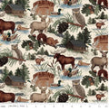 Whispering Pines Forest Animals Main Cream Quilt Fabric By Riley Blake Designs.