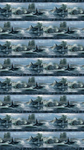 Voyage Orcas Border Stripe Quilt Fabric Panel By Northcott Fabrics.