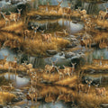 Birchwood Whitetail Deer Brown Grass Quilt Fabric By Northcott