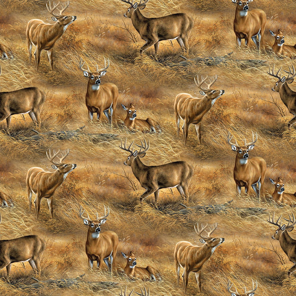Birchwood Whitetail Deer In A Field Quilt Fabric By Northcott