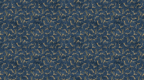 Birchwood Whitetail Deer Blue With Antlers Quilt Fabric By Northcott