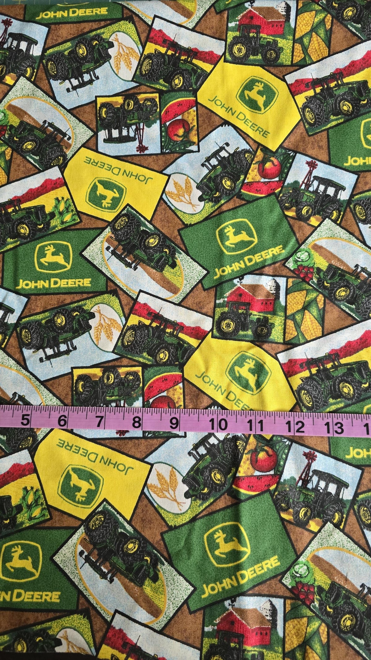 John Deere Logo and Pictures Quilt Fabric