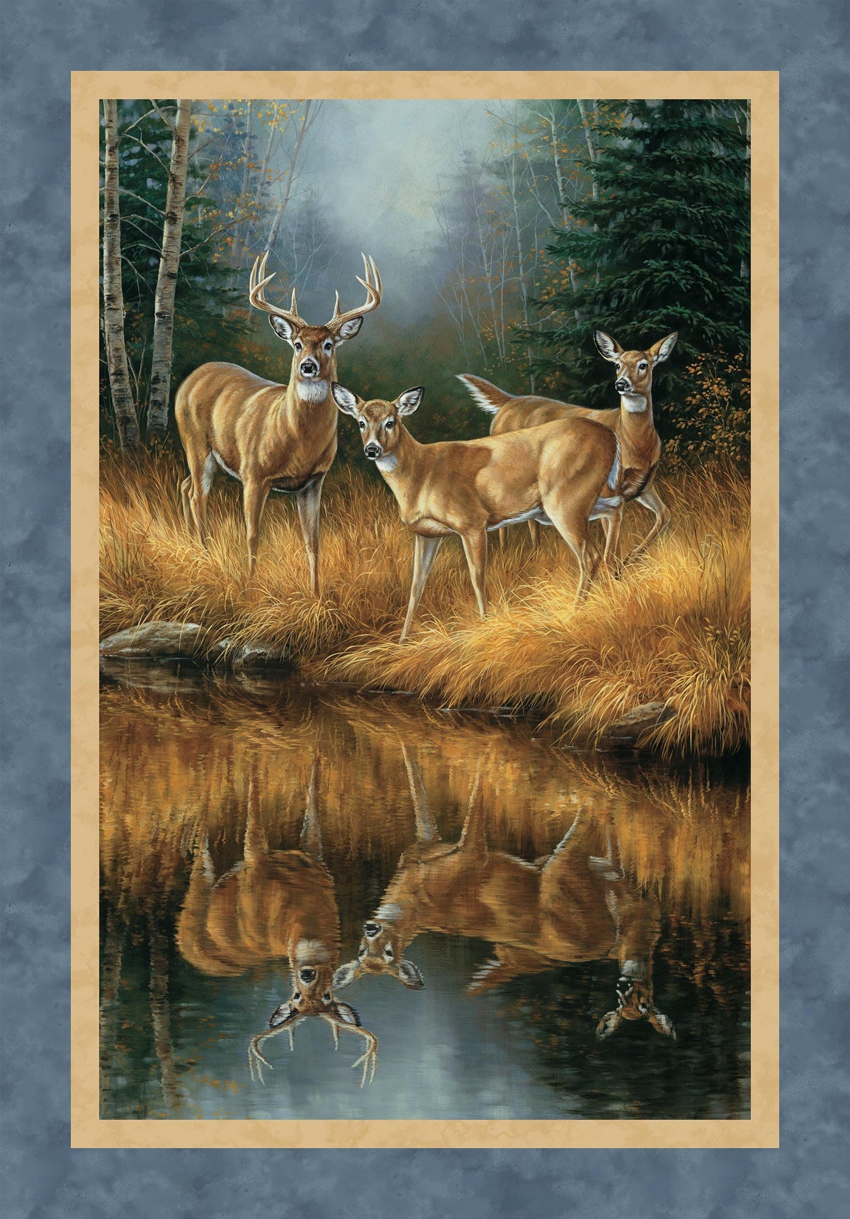 Birchwood Deer Quilt Fabric Panel By Northcott