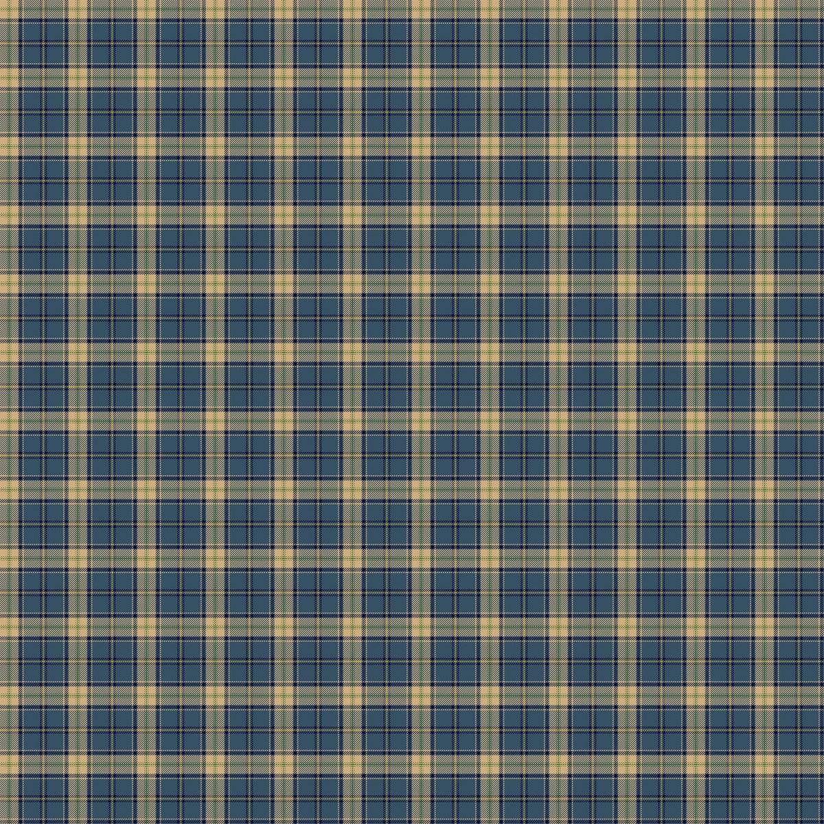 Birchwood Whitetail Deer Blue and Tan Plaid Quilt Fabric By Northcott