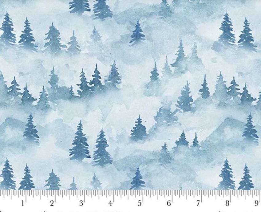 Valley View Misty Trees Turquoise Quilt Fabric By Henry Glass & Co.