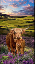 Heather and Highland Highland Cows Quilt Panel By Timeless Treasures
