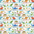 Dino Mini Dinosaurs and Names Quilt Fabric by Northcott Fabrics
