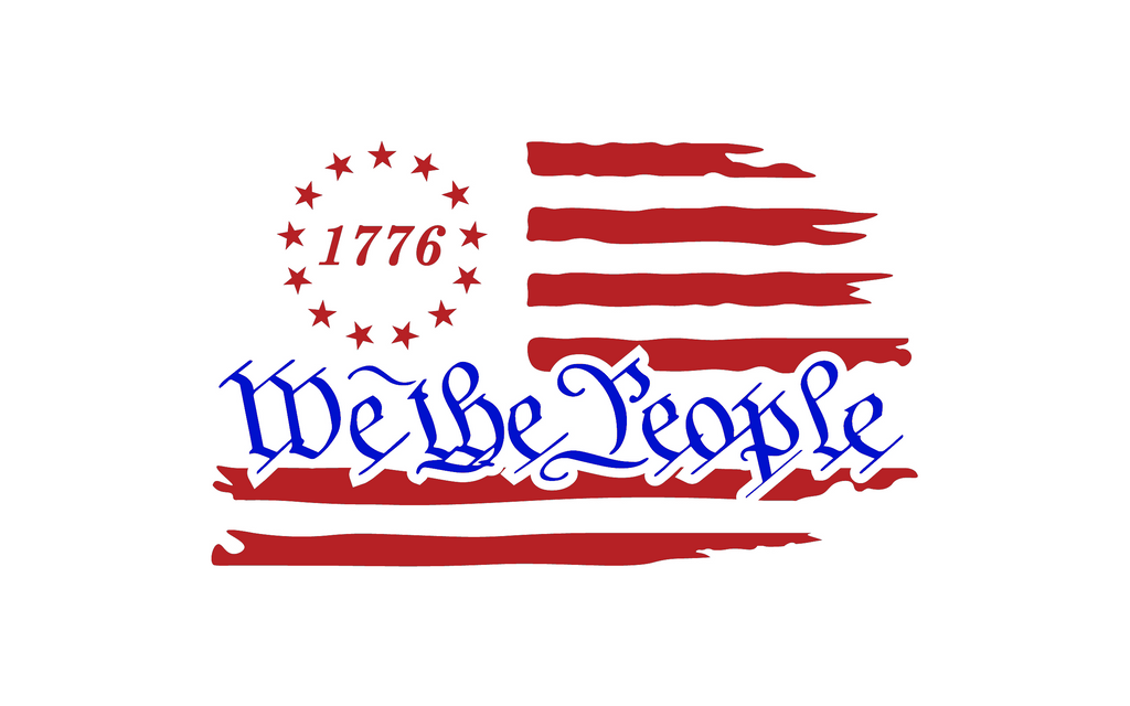 1776 We The People Distressed Flag Vinyl Sticker/Decal