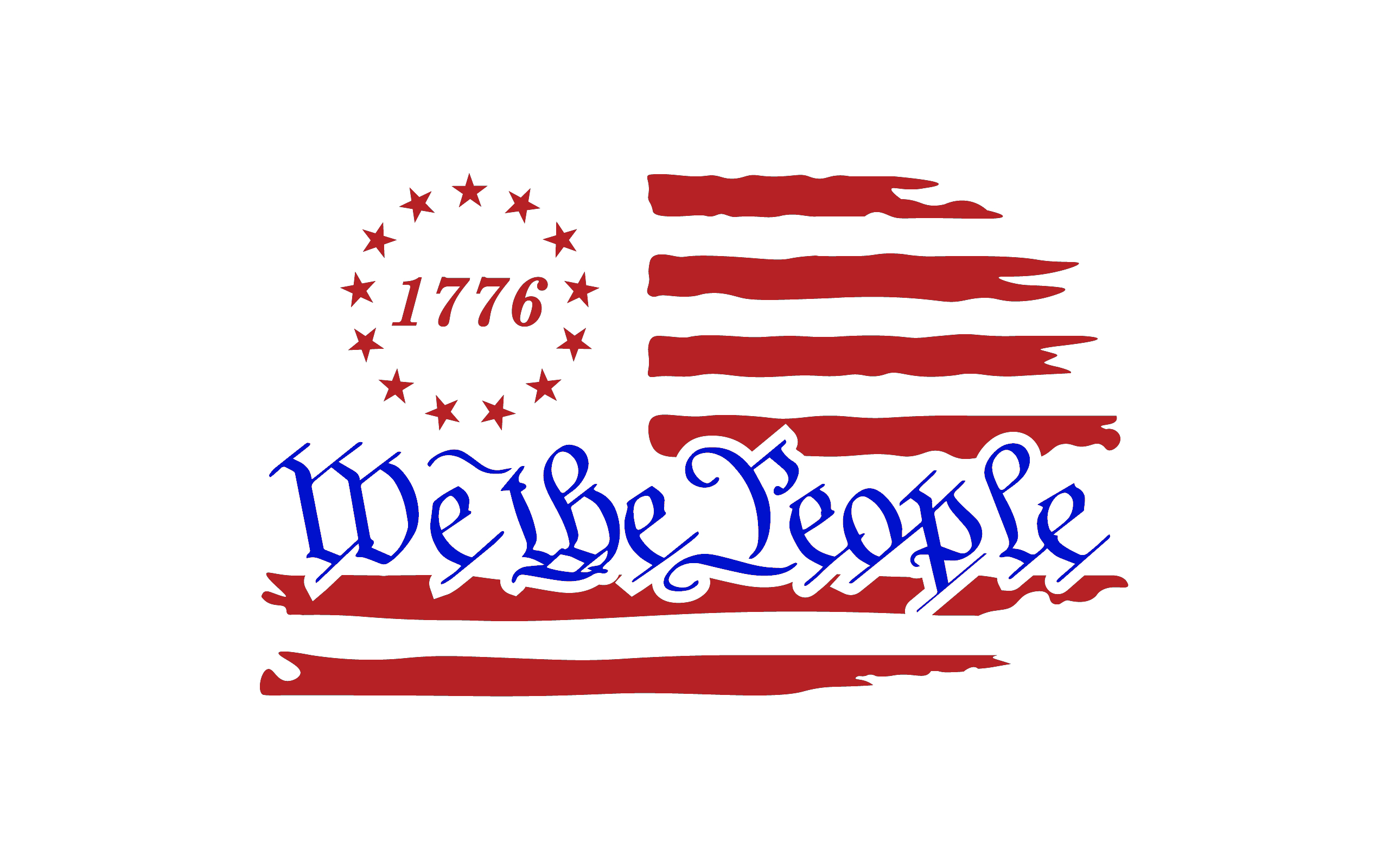 1776 We The People Distressed Flag Vinyl Sticker/Decal