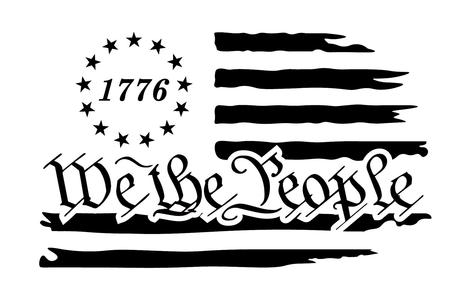 1776 We The People Distressed Flag Vinyl Sticker/Decal