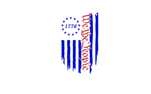 1776 We The People Distressed Flag Vinyl Sticker/Decal