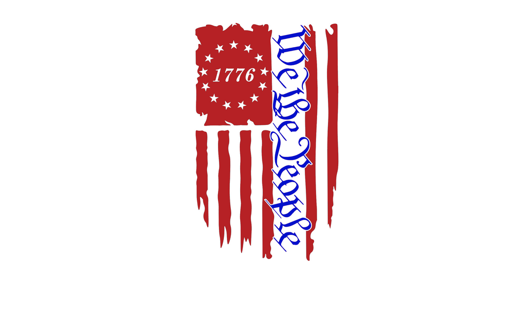 1776 We The People Distressed Flag Vinyl Sticker/Decal